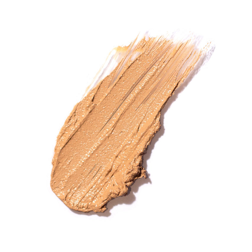 Beige makeup swatch on a white background